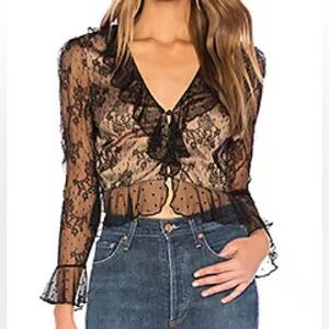 Majorelle Cici Black Lace Top
